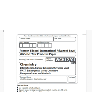 Edexcel International AS Level Chemistry Oct/Nov 2025 Predicted Papers & schemes